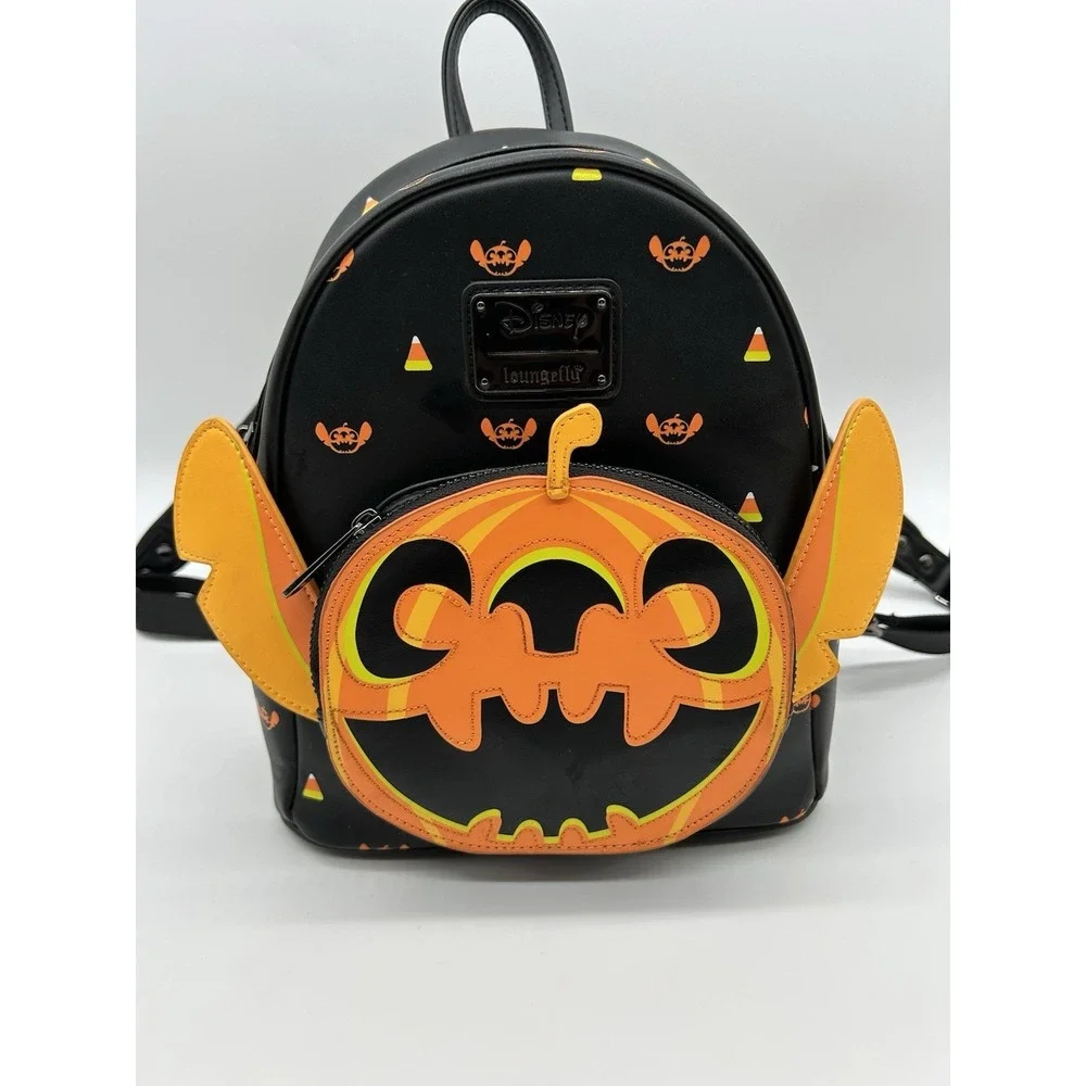 Disney Loungefly Boxlunch Exclusive Stitch Jack-o'-Lantern Pumpkin Mini Backpack